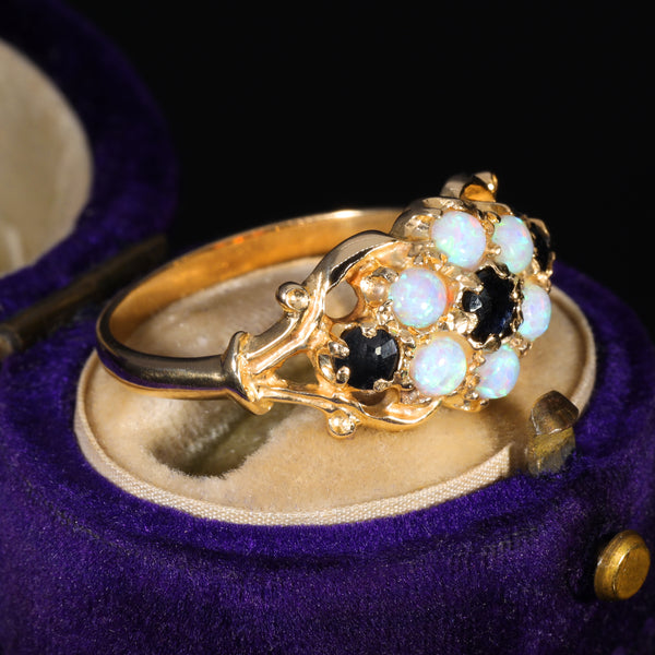 The Vintage Opal and Sapphire Bloom Ring