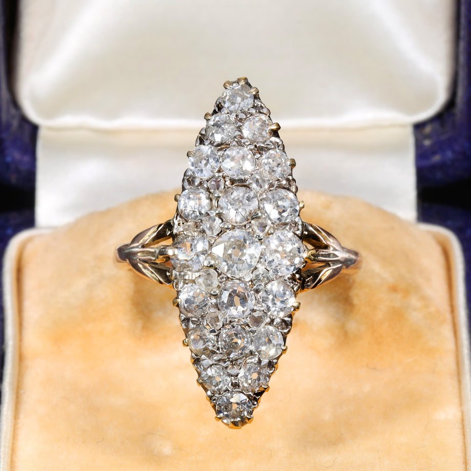 The Antique Victorian Twenty Nine Diamond Navette Ring