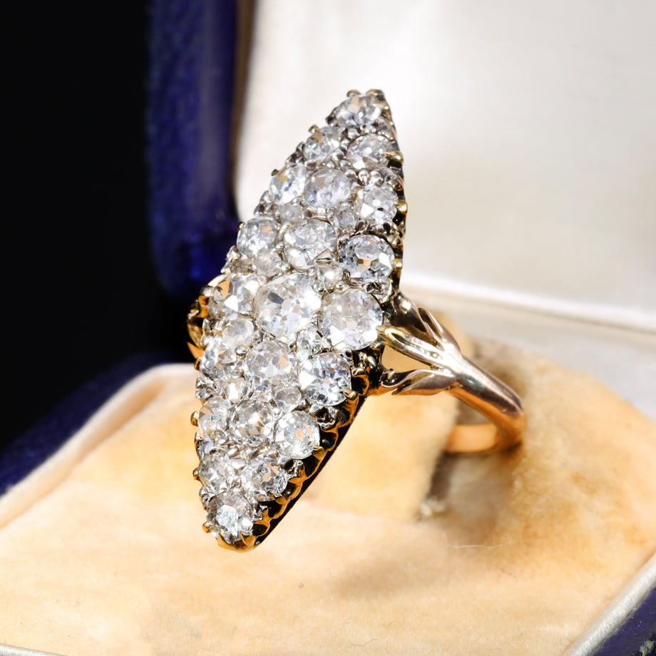 The Antique Victorian Twenty Nine Diamond Navette Ring