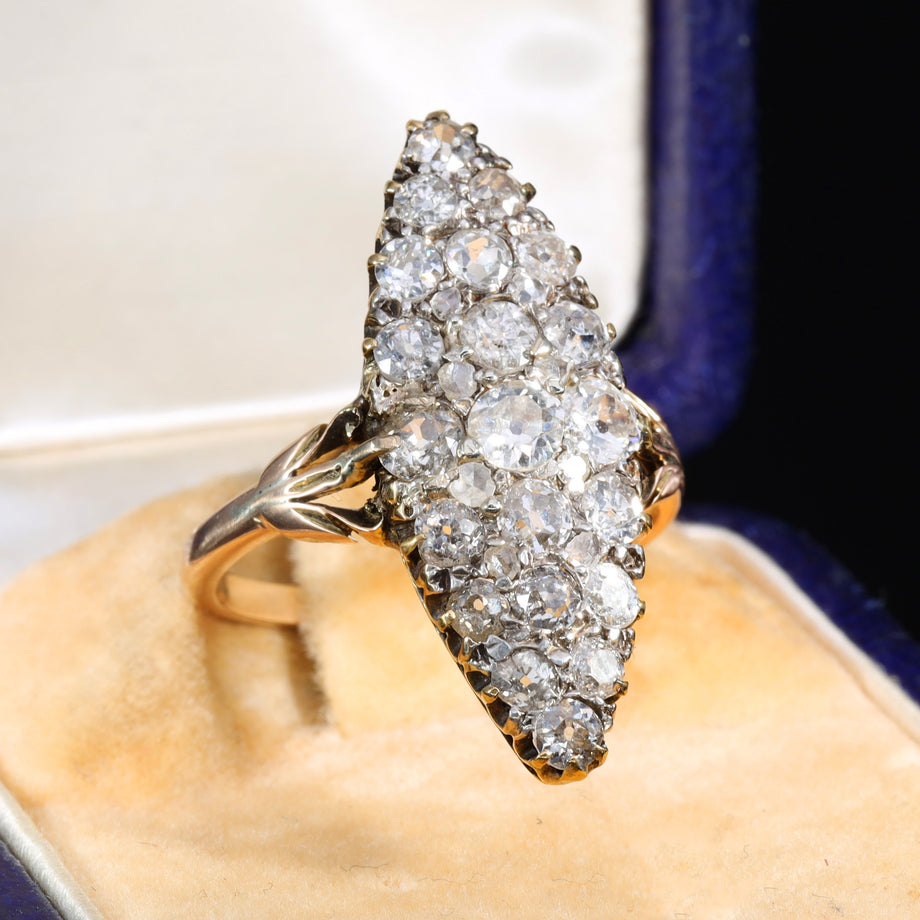 The Antique Victorian Twenty Nine Diamond Navette Ring