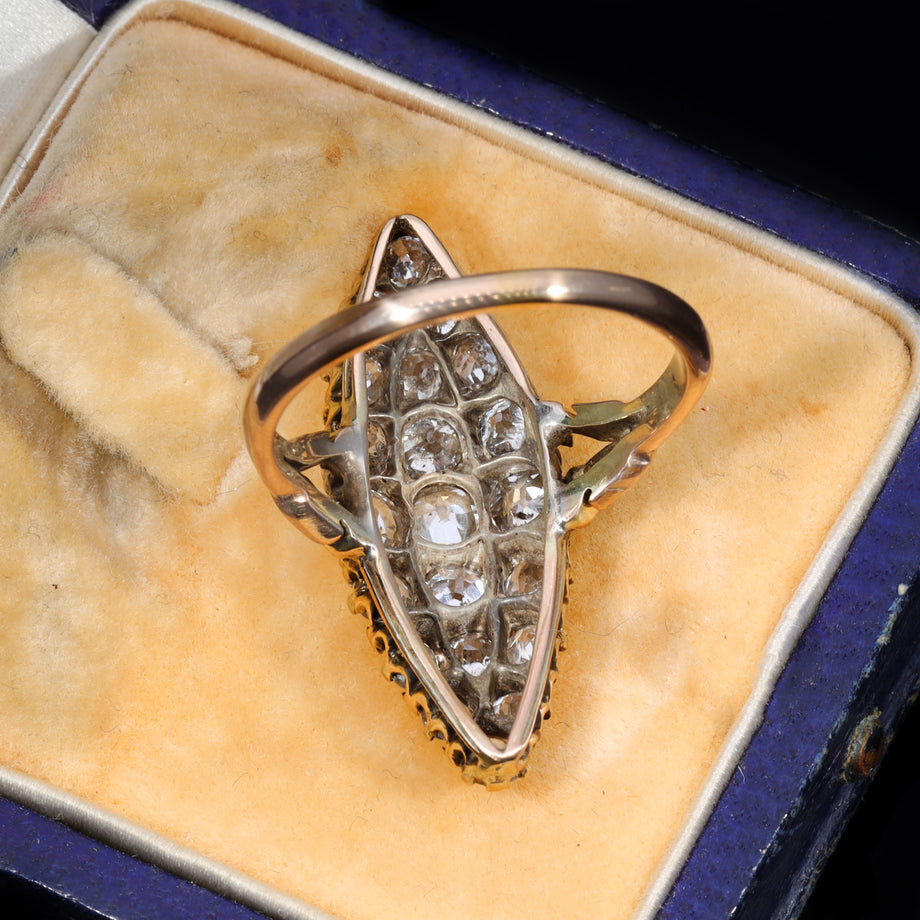 The Antique Victorian Twenty Nine Diamond Navette Ring