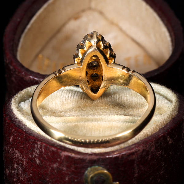 The Antique 1894 Diamond Salt and Pepper Navette Ring