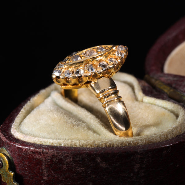 The Antique 1894 Diamond Salt and Pepper Navette Ring