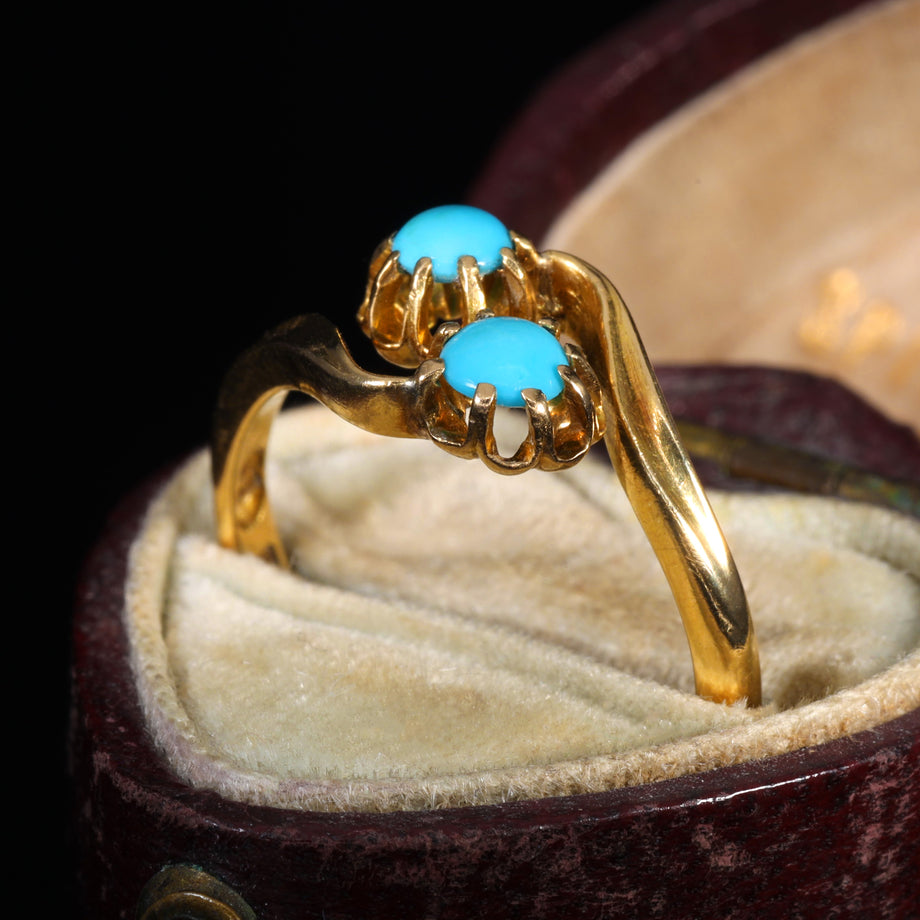 The Antique Victorian 1893 Turquoise Toi Et Moi Ring