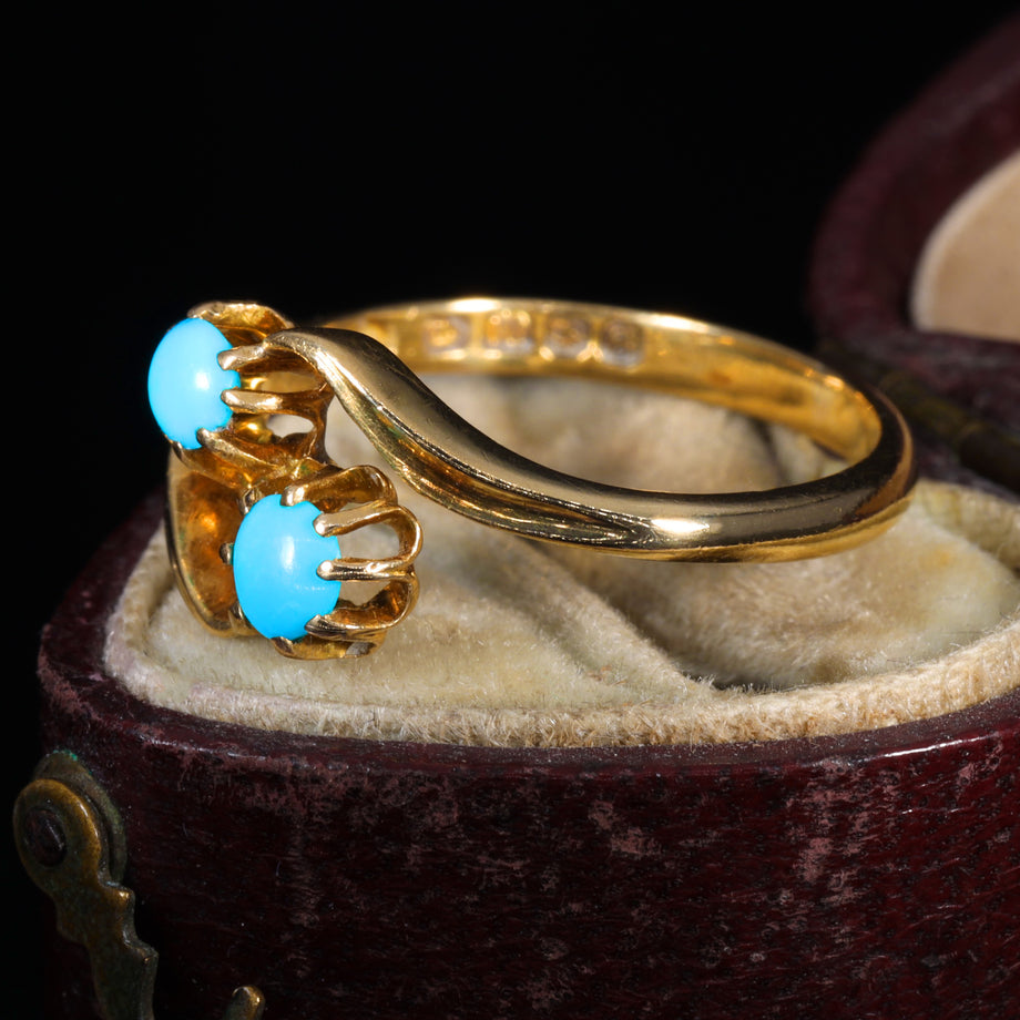 The Antique Victorian 1893 Turquoise Toi Et Moi Ring