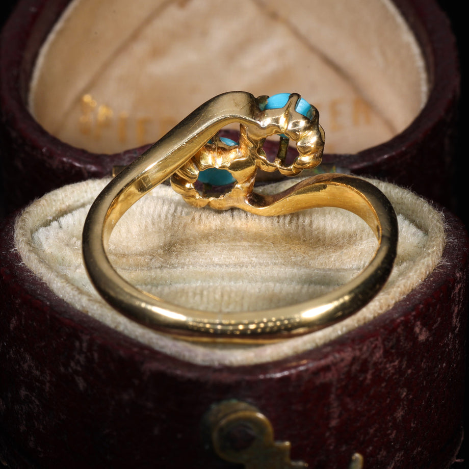 The Antique Victorian 1893 Turquoise Toi Et Moi Ring