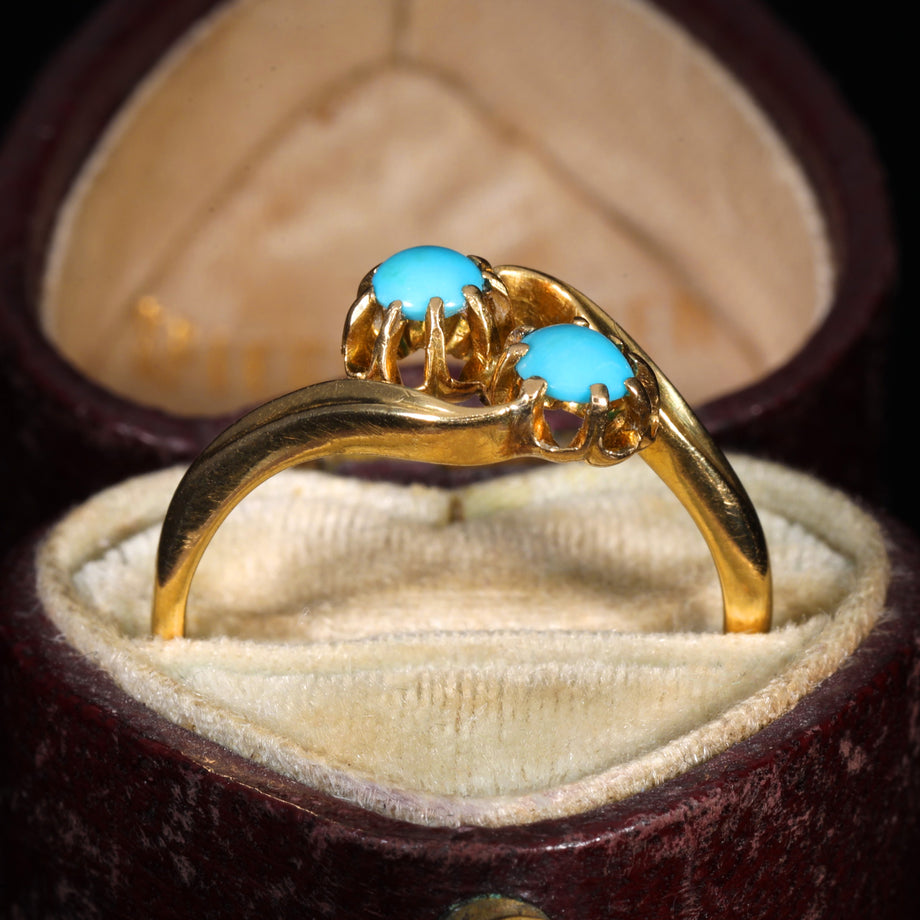 The Antique Victorian 1893 Turquoise Toi Et Moi Ring