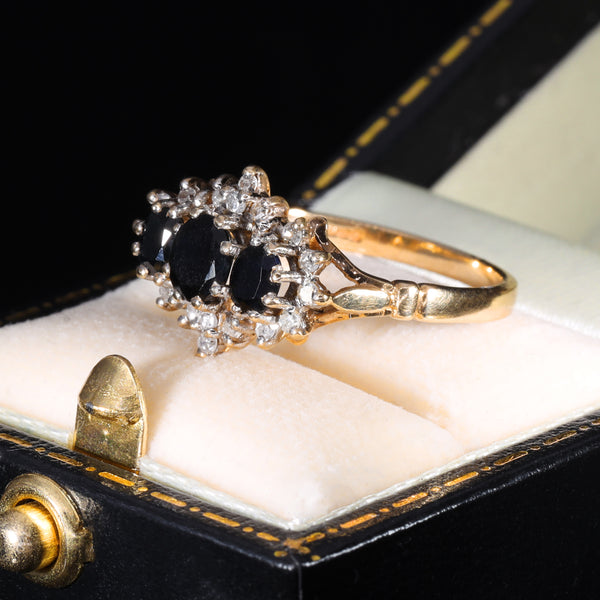 The Vintage 1992 Sapphire and Diamond Cluster Ring