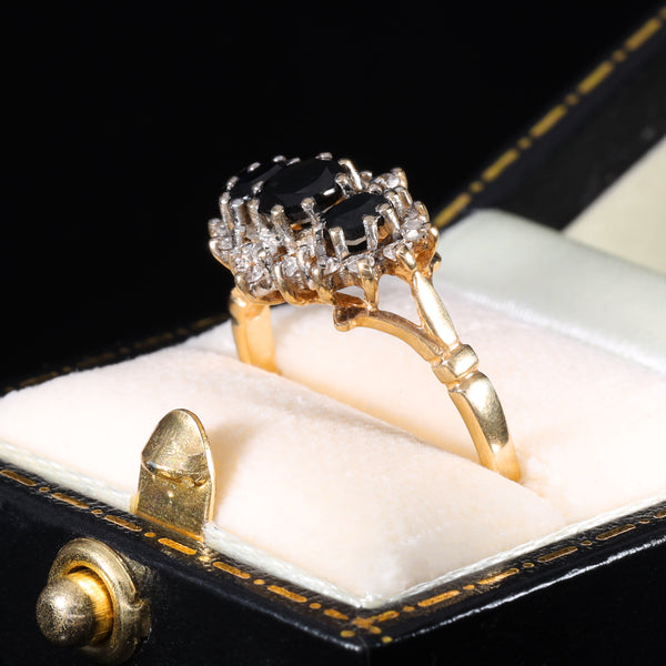 The Vintage 1992 Sapphire and Diamond Cluster Ring