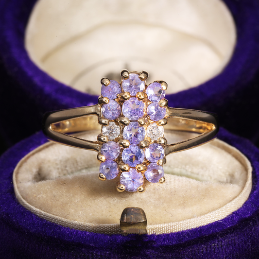 The Contemporary Tanzanite and Diamond Cluster Ring