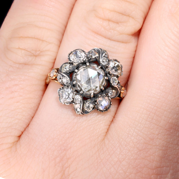 The Antique Georgian Rose Cut Diamond Baroque Ring