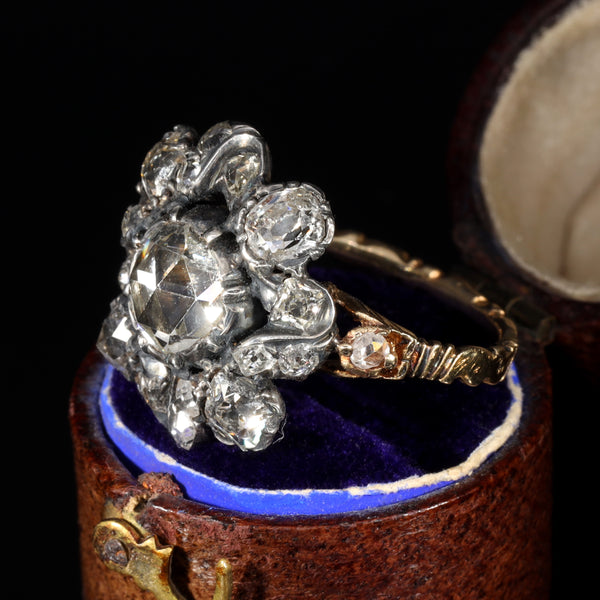 The Antique Georgian Rose Cut Diamond Baroque Ring