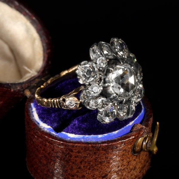 The Antique Georgian Rose Cut Diamond Baroque Ring