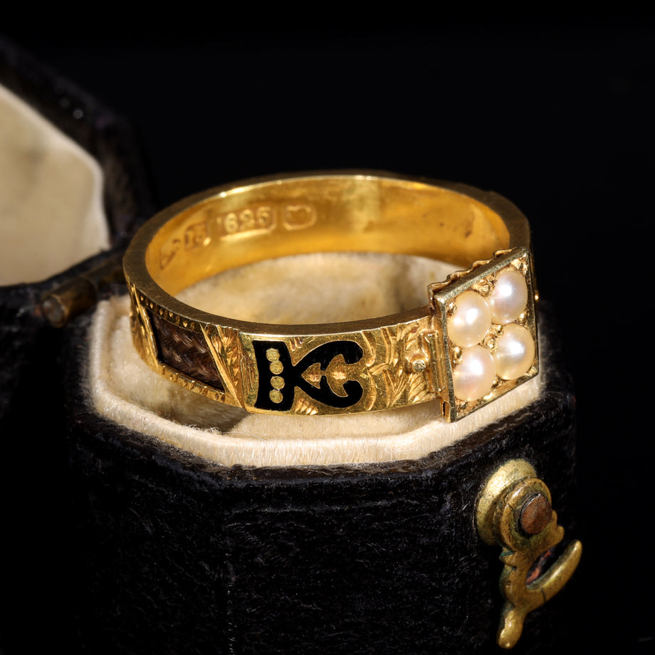 The Antique Victorian 1881 Pearl Mourning Ring