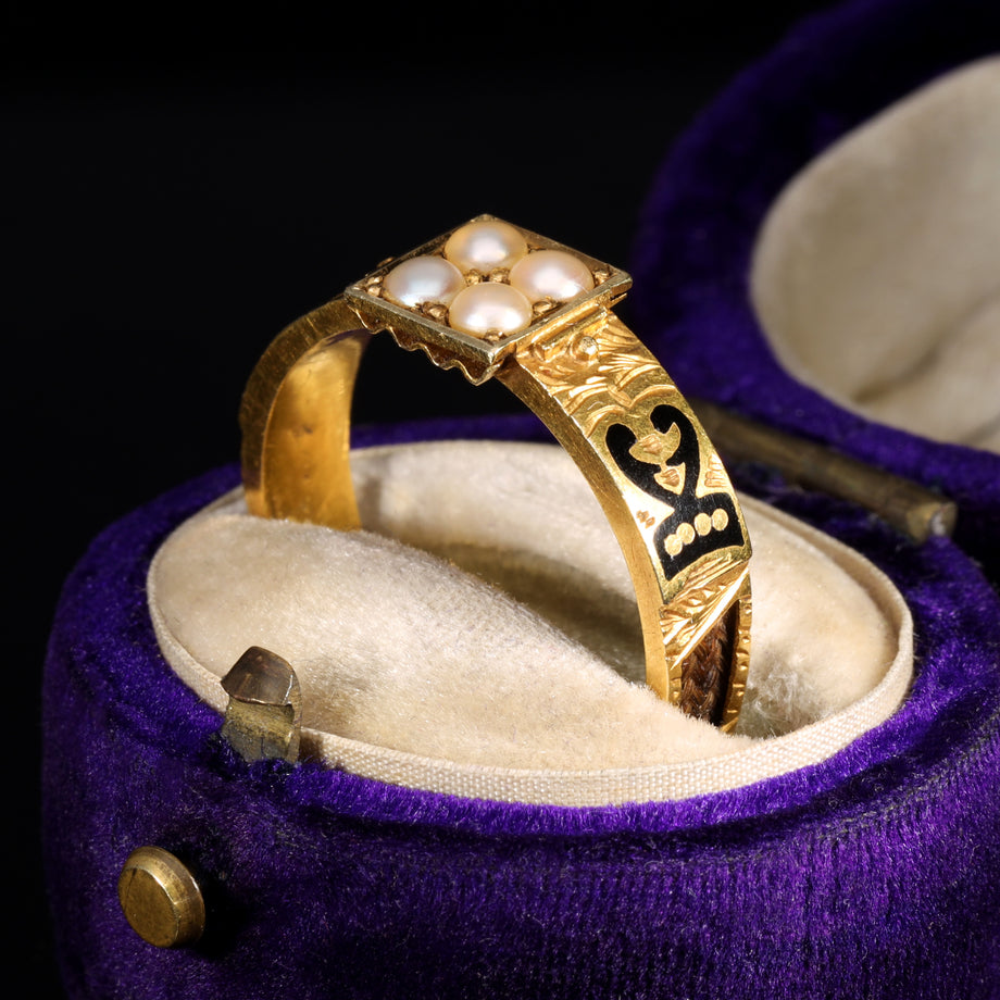 The Antique Victorian 1881 Pearl Mourning Ring