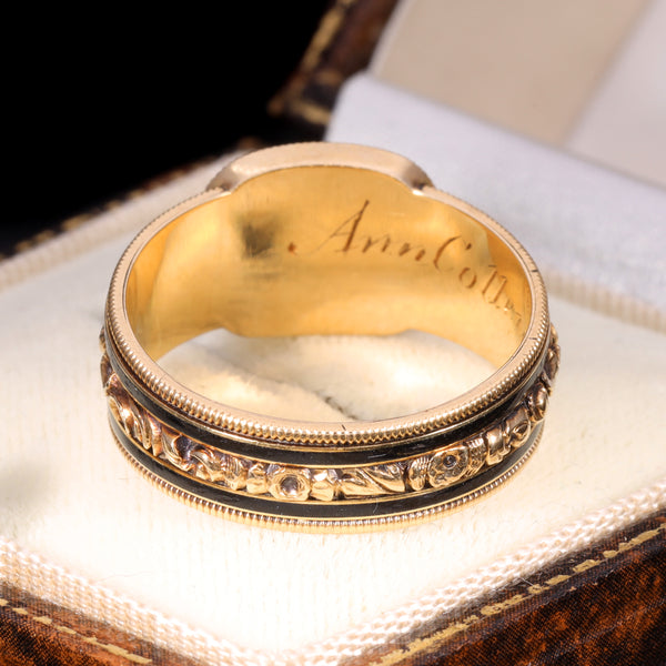 The Antique Georgian 1820 Hairwork and Enamel Mourning Ring