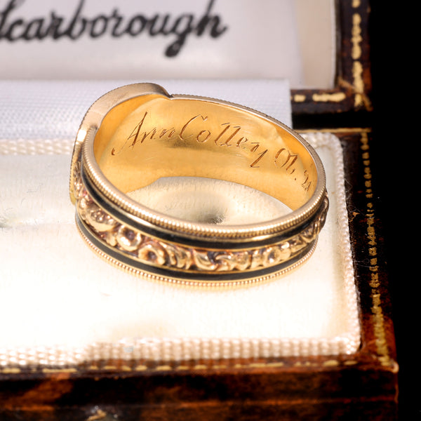 The Antique Georgian 1820 Hairwork and Enamel Mourning Ring