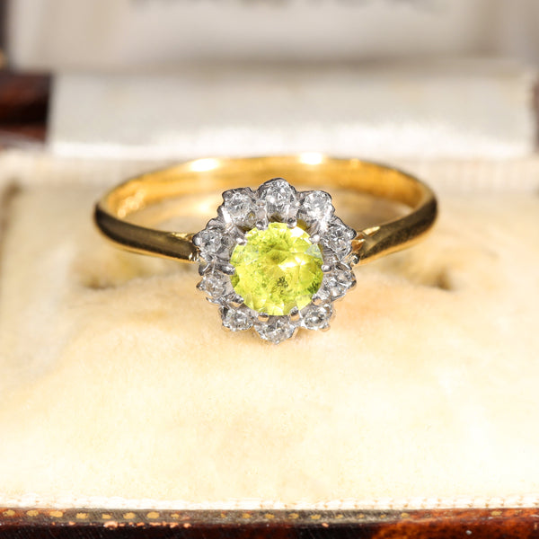 The Vintage Yellow Sapphire and Diamond Sunflower Ring