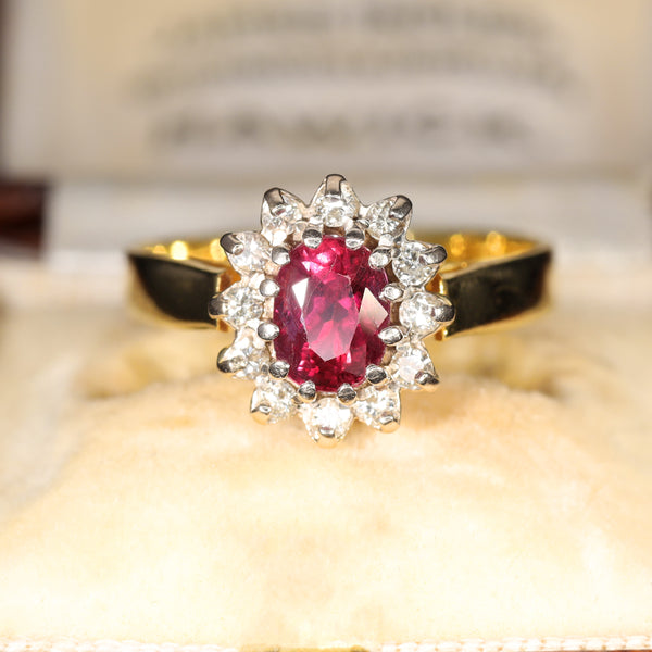 The Vintage Ruby and Diamond Cluster Ring