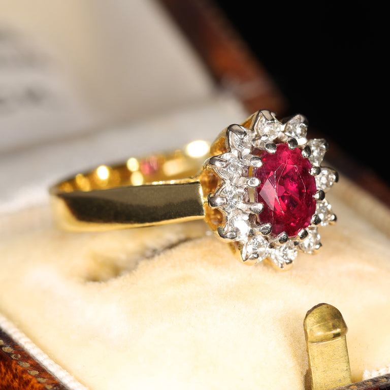 The Vintage Ruby and Diamond Cluster Ring