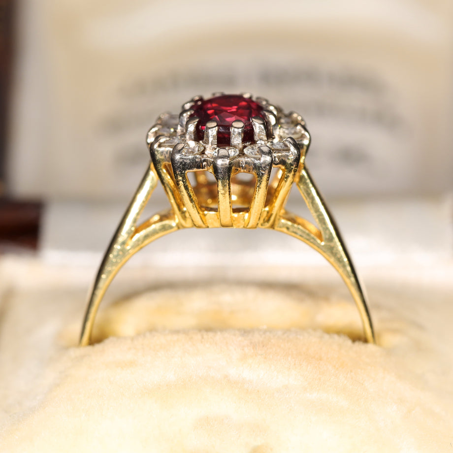 The Vintage Ruby and Diamond Cluster Ring