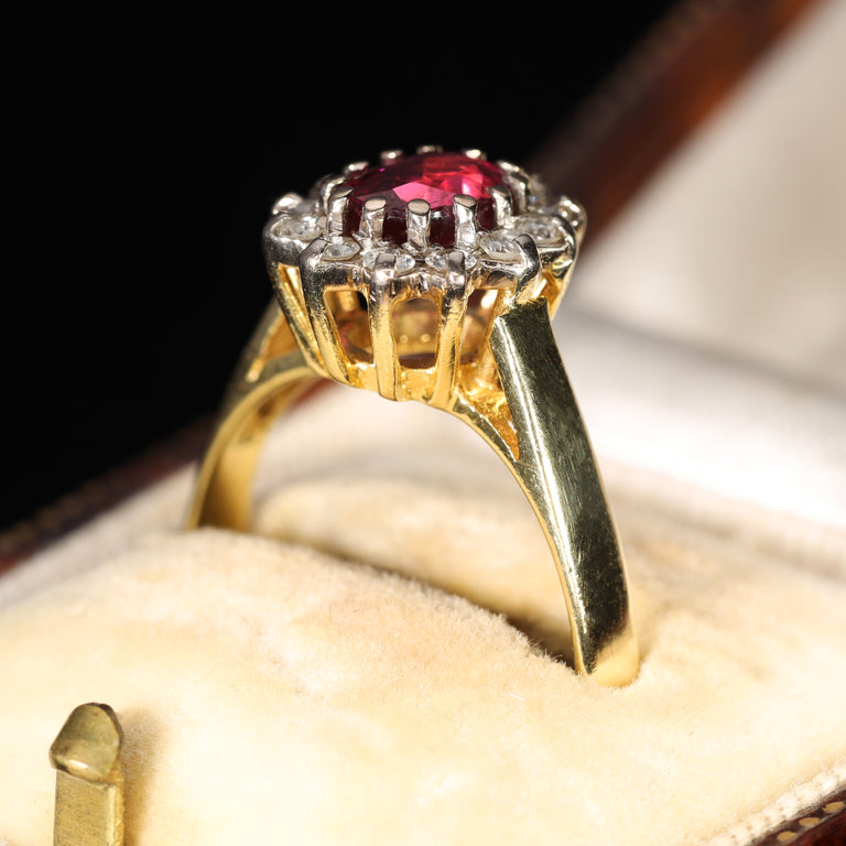 The Vintage Ruby and Diamond Cluster Ring
