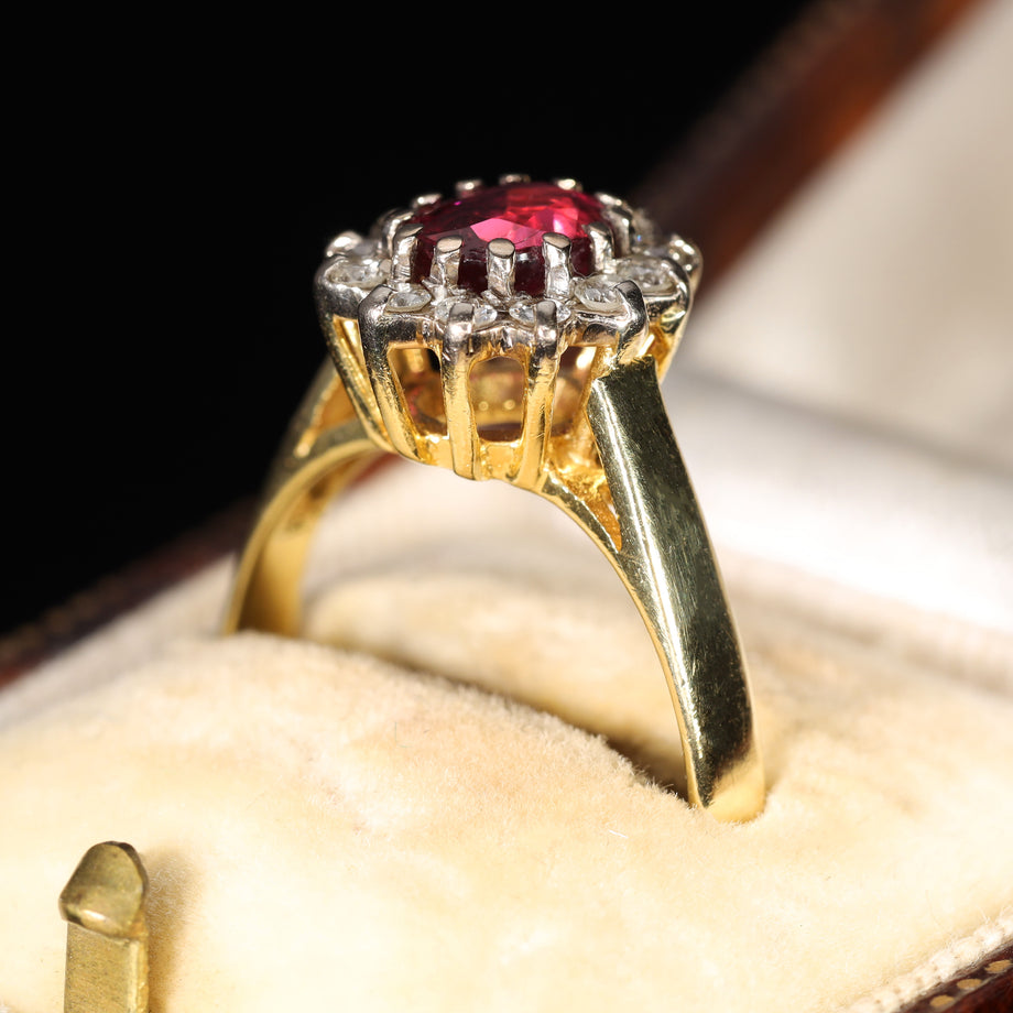 The Vintage Ruby and Diamond Cluster Ring