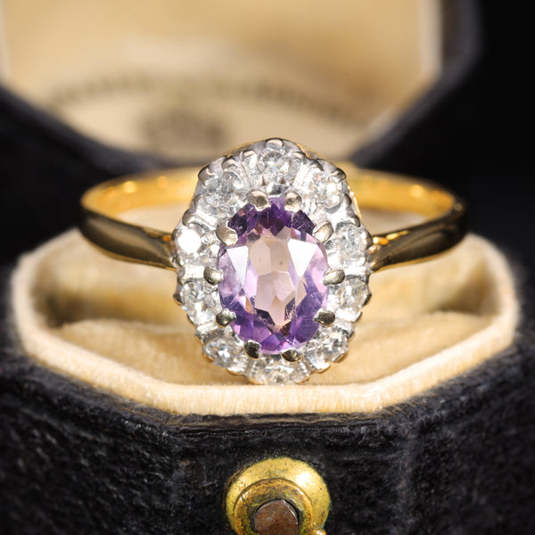 The Vintage Amethyst and Diamond Cluster Lavender Ring