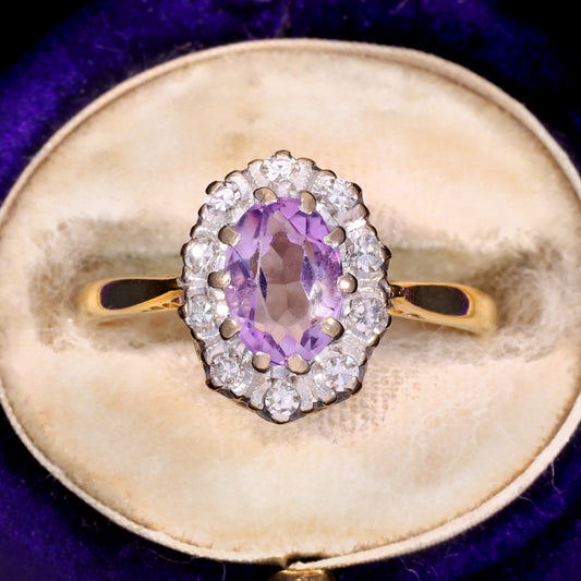 The Vintage Amethyst and Diamond Cluster Lavender Ring