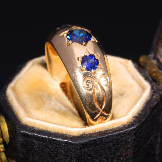 The Vintage Three Stone Garnet Topped Doublet Ring