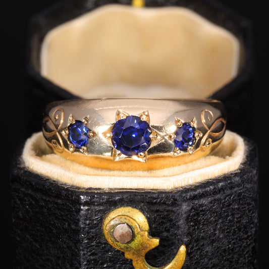 The Vintage Three Stone Garnet Topped Doublet Ring