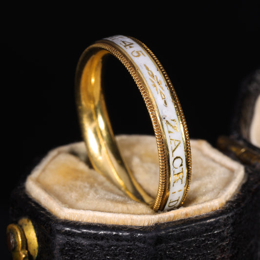 The Antique Georgian White Enamel Mourning Ring