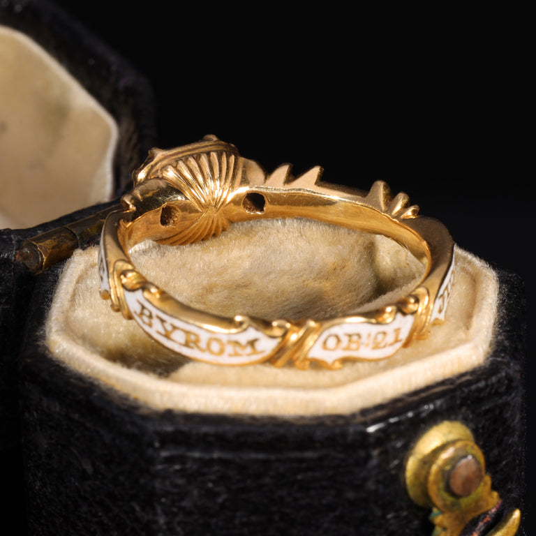 The Antique 1752 Georgian Hairwork Crystal Mourning Ring