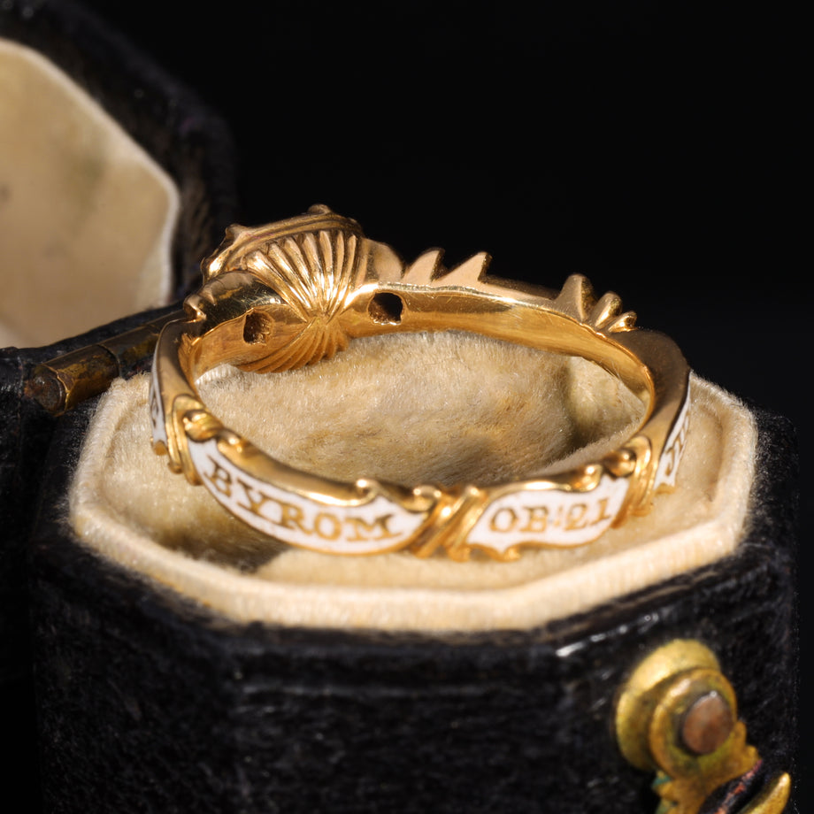 The Antique 1752 Georgian Hairwork Crystal Mourning Ring