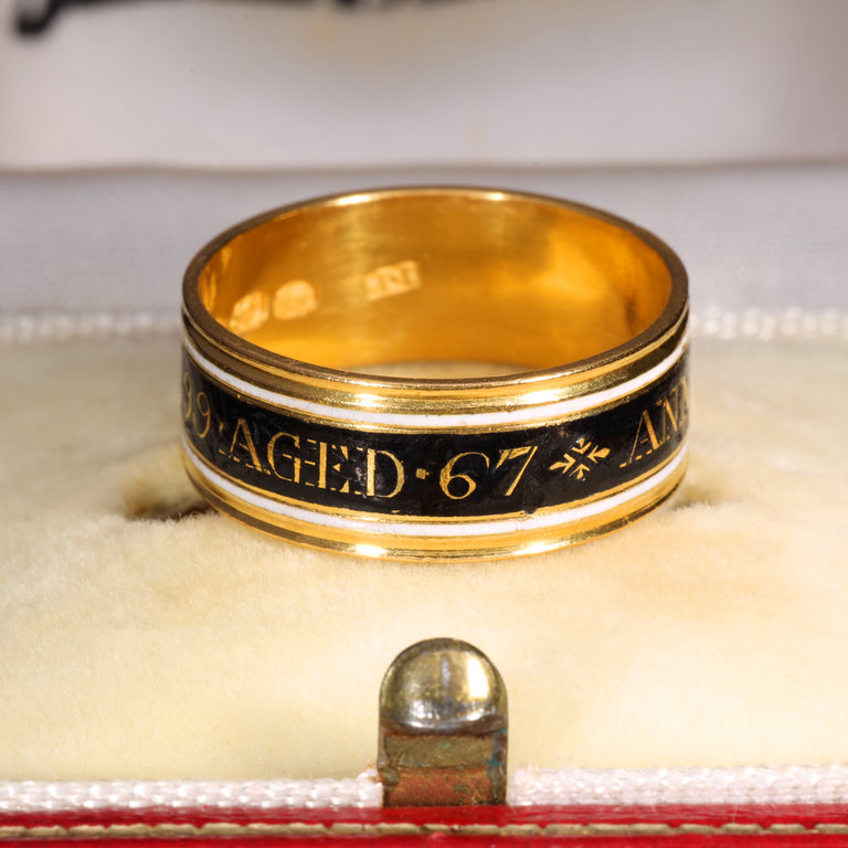 The Antique Georgian 1799 Black and White Enamelled Mourning Ring
