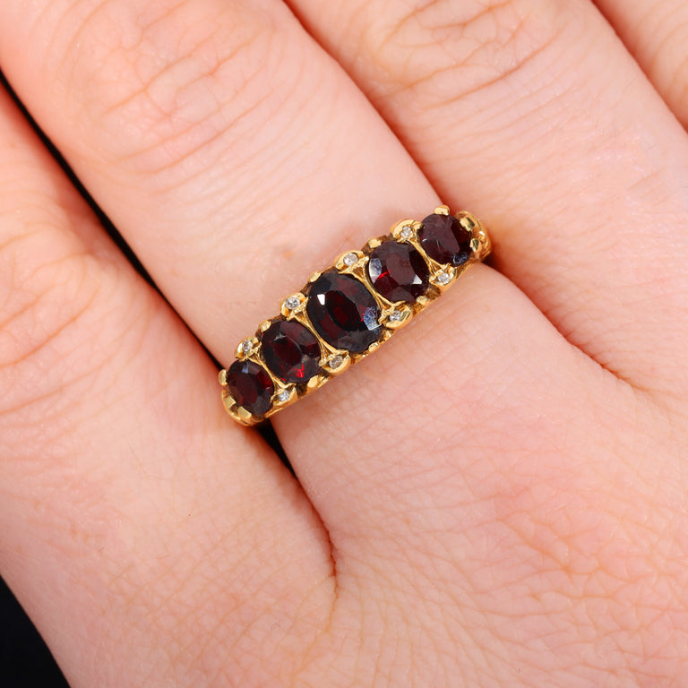 The Vintage 1962 Five Garnet And Diamond Fire Ring