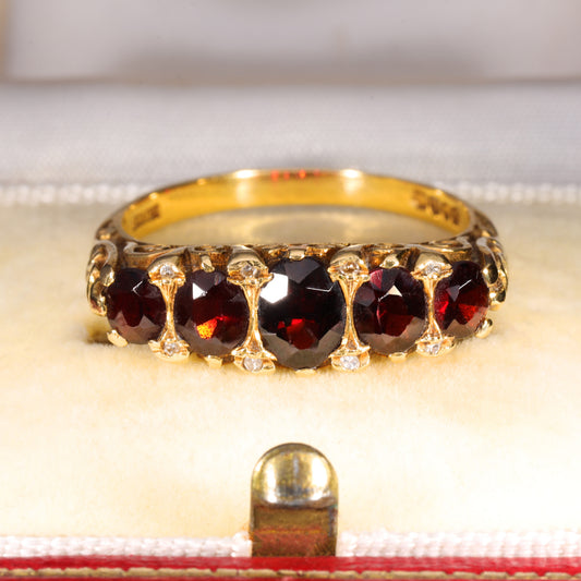 The Vintage 1962 Five Garnet And Diamond Fire Ring