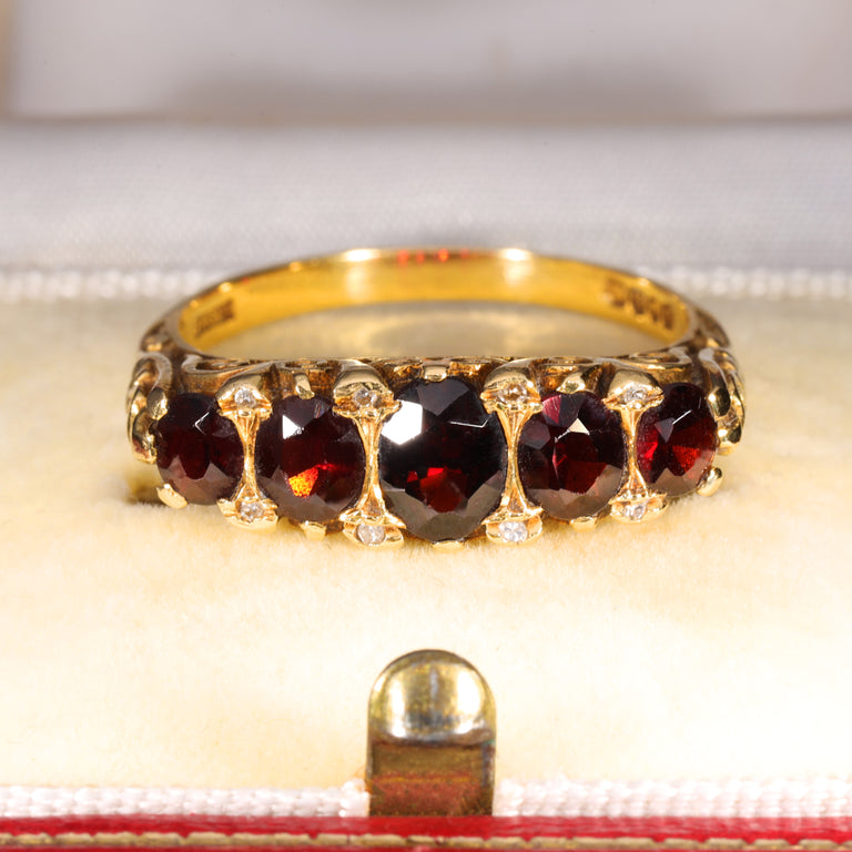 The Vintage 1962 Five Garnet And Diamond Fire Ring