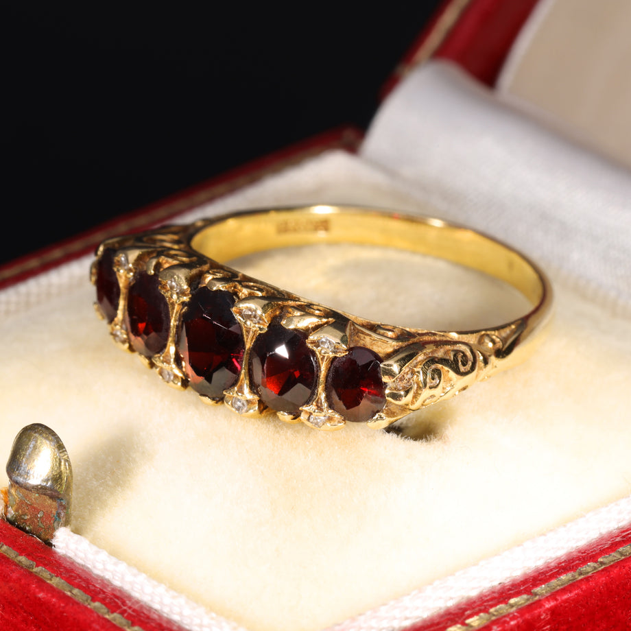 The Vintage 1962 Five Garnet And Diamond Fire Ring