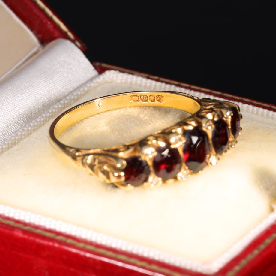 The Vintage 1962 Five Garnet And Diamond Fire Ring