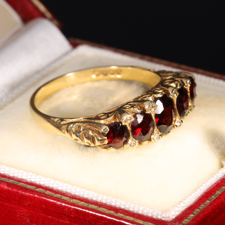 The Vintage 1962 Five Garnet And Diamond Fire Ring