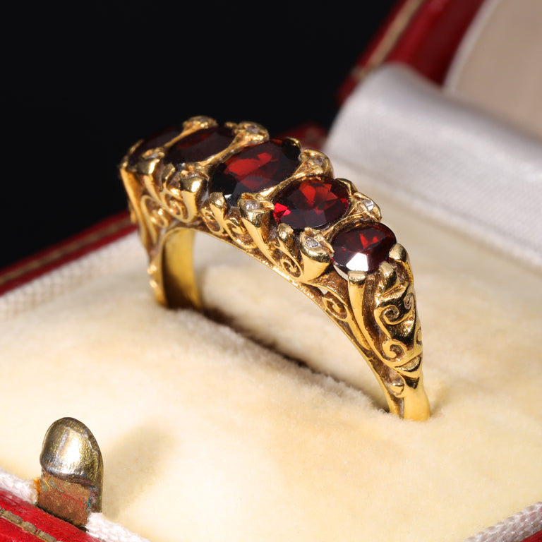 The Vintage 1962 Five Garnet And Diamond Fire Ring
