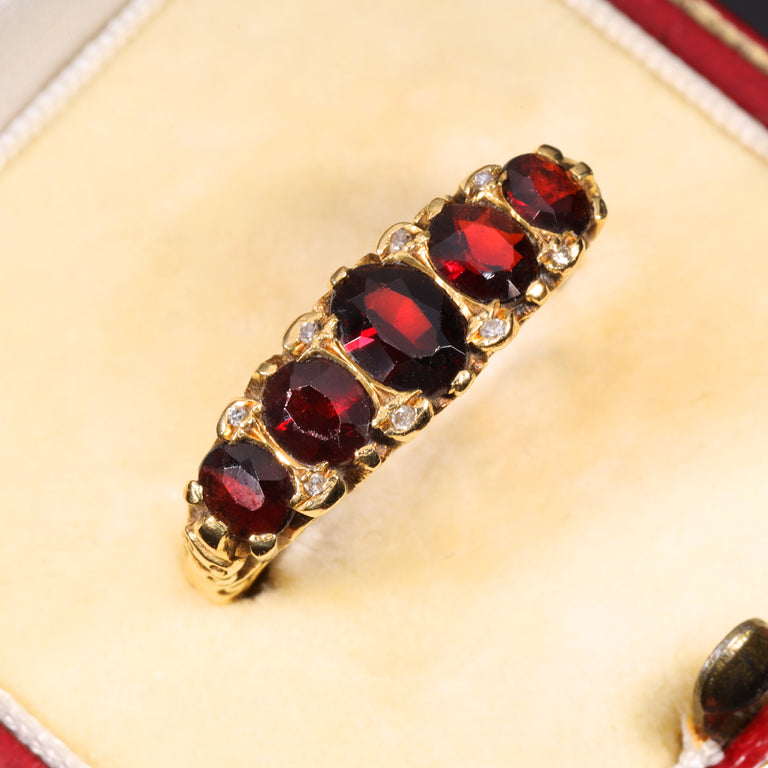 The Vintage 1962 Five Garnet And Diamond Fire Ring