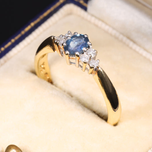 The Vintage Sapphire and Brilliant Cut Diamond Petite Ring