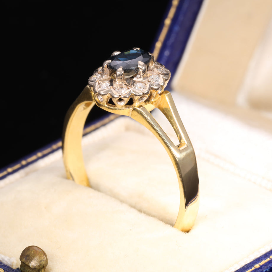 The Vintage 1983 Sapphire and Diamond Cluster Floral Ring