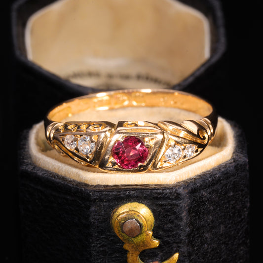 The Antique 1905 Ruby and Old Cut Diamond Ring