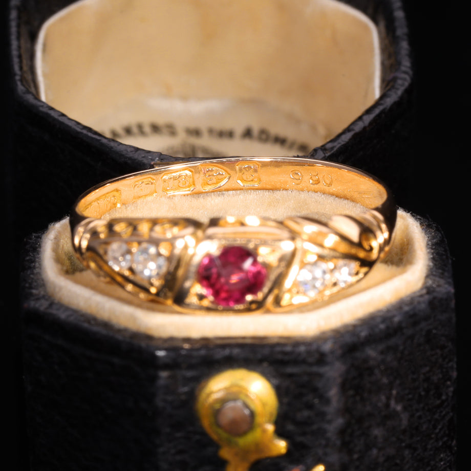 The Antique 1905 Ruby and Old Cut Diamond Ring