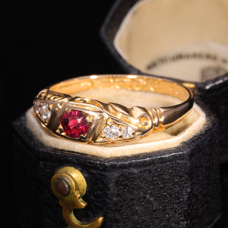 The Antique 1905 Ruby and Old Cut Diamond Ring