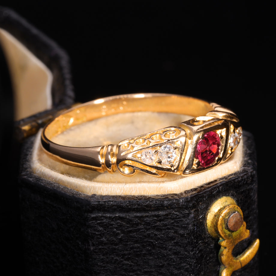 The Antique 1905 Ruby and Old Cut Diamond Ring