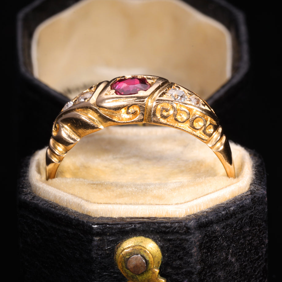 The Antique 1905 Ruby and Old Cut Diamond Ring
